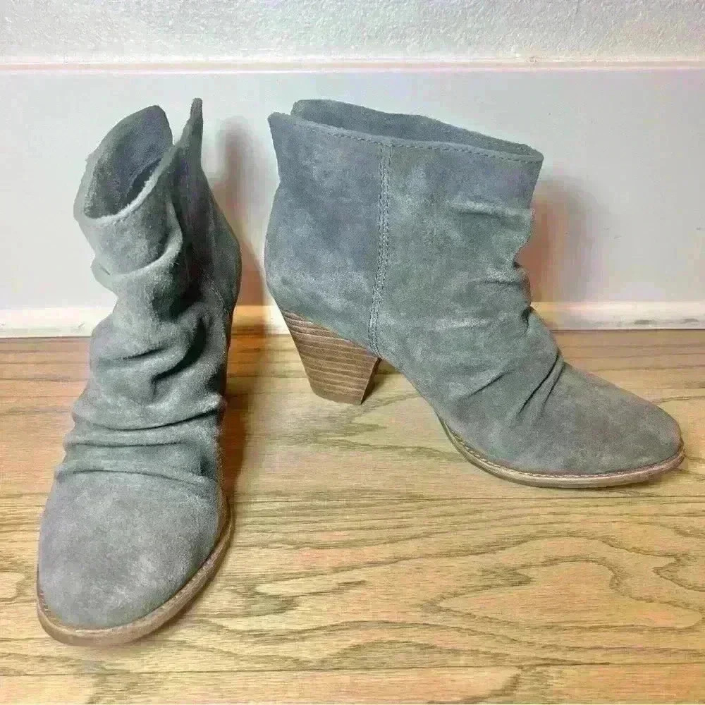 Splendid Women's Reseda Round Toe Gray Suede Slouchy Ankle Booties Size 8.5 - Picture 5 of 9